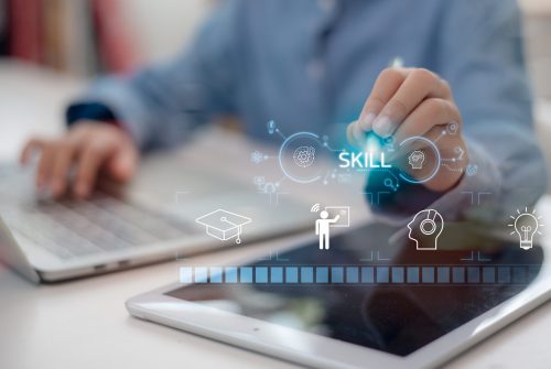 Up skill and personal development concept. employee upskill or reskill, kill training, education, learning, ability, knowledge, and competency for digital transformation. Up skill and personal development concept. employee upskill or reskill, kill training, education, learning, ability, knowledge, and competency for digital transformation.